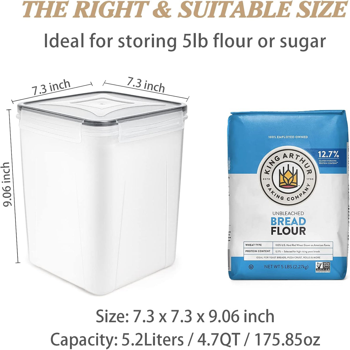 5.2L Flour Storage Containers, Set of 4, Black Food Storage Solutions