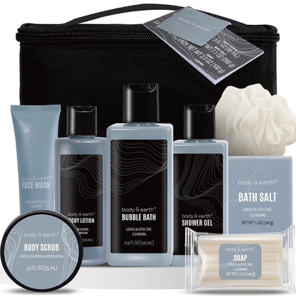 Bath Spa Gift Basket Sets for Men - 8 Pcs Leathers Skin Self Care Kits Bath Set Christmas Birthday Gifts for Him Grandpa