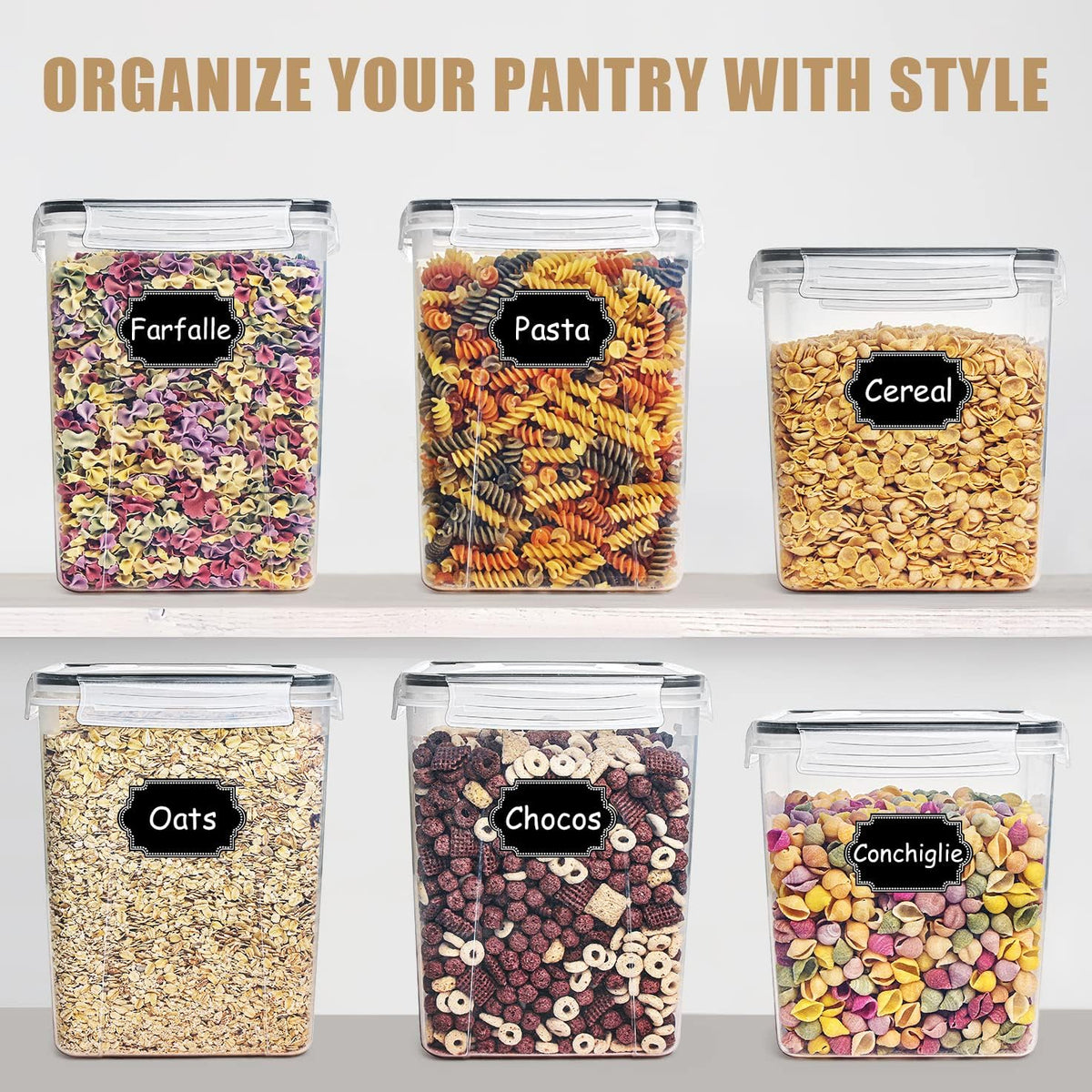 5.2L Flour Storage Containers, Set of 4, Black Food Storage Solutions